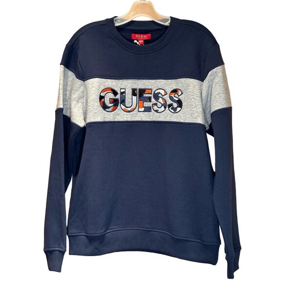 NWT Men's Long Sleeve Guess Sweatshirt Blue, Crewneck, Consciously Constructed60 - Picture 1 of 4
